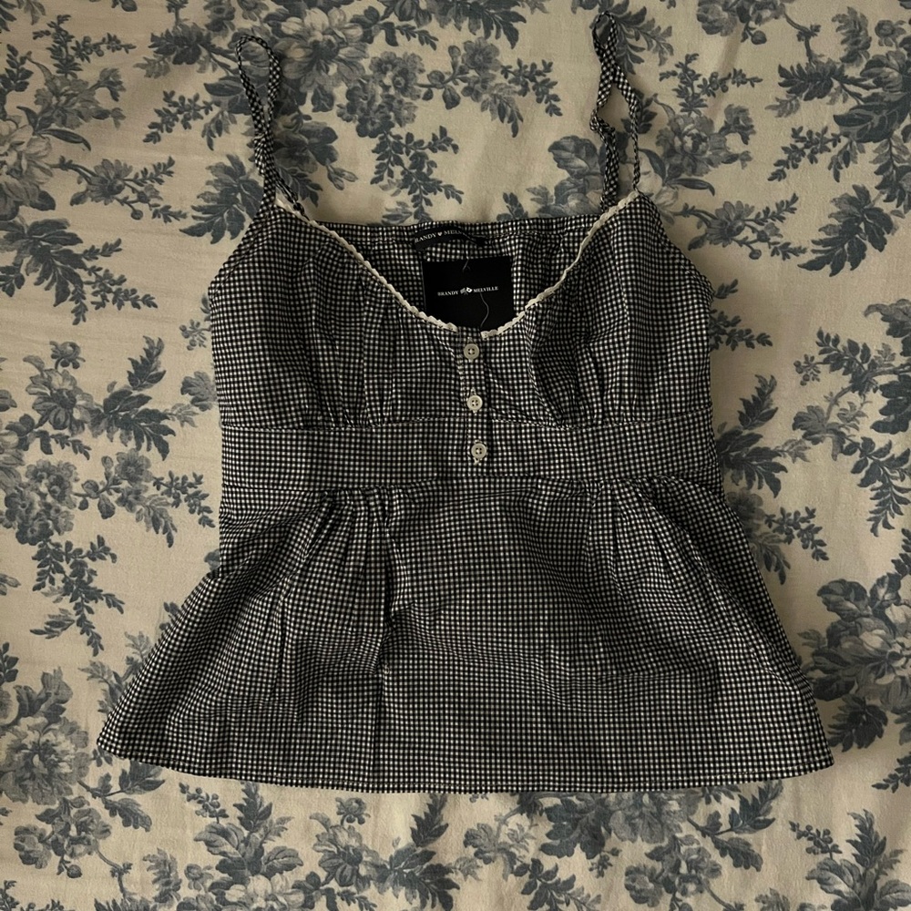 BRAND NEW! Brandy Melville “Tiffany Tank” in Black and White Gingham - Picture 1 of 3